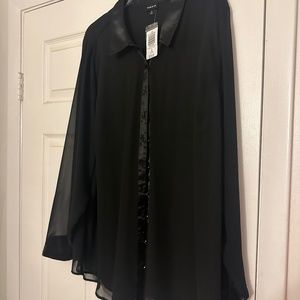 Sheer button front top